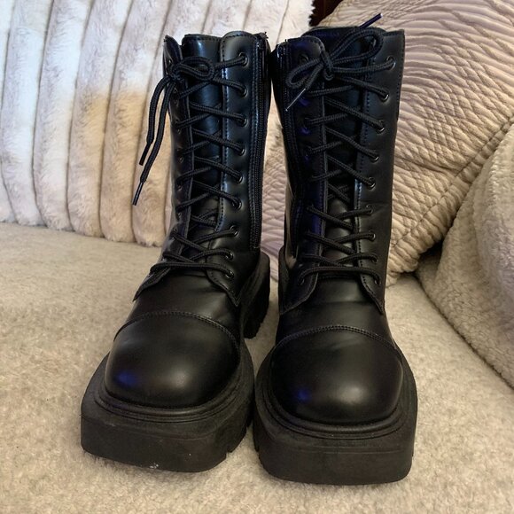 Shoes - Black Combat Boots Size 8